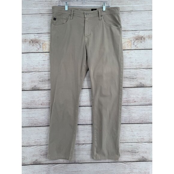 AG Adriano Goldschmied The Graduate Tailored Leg 5 Pocket Pants Mens 36x32 Khaki - Picture 1 of 14